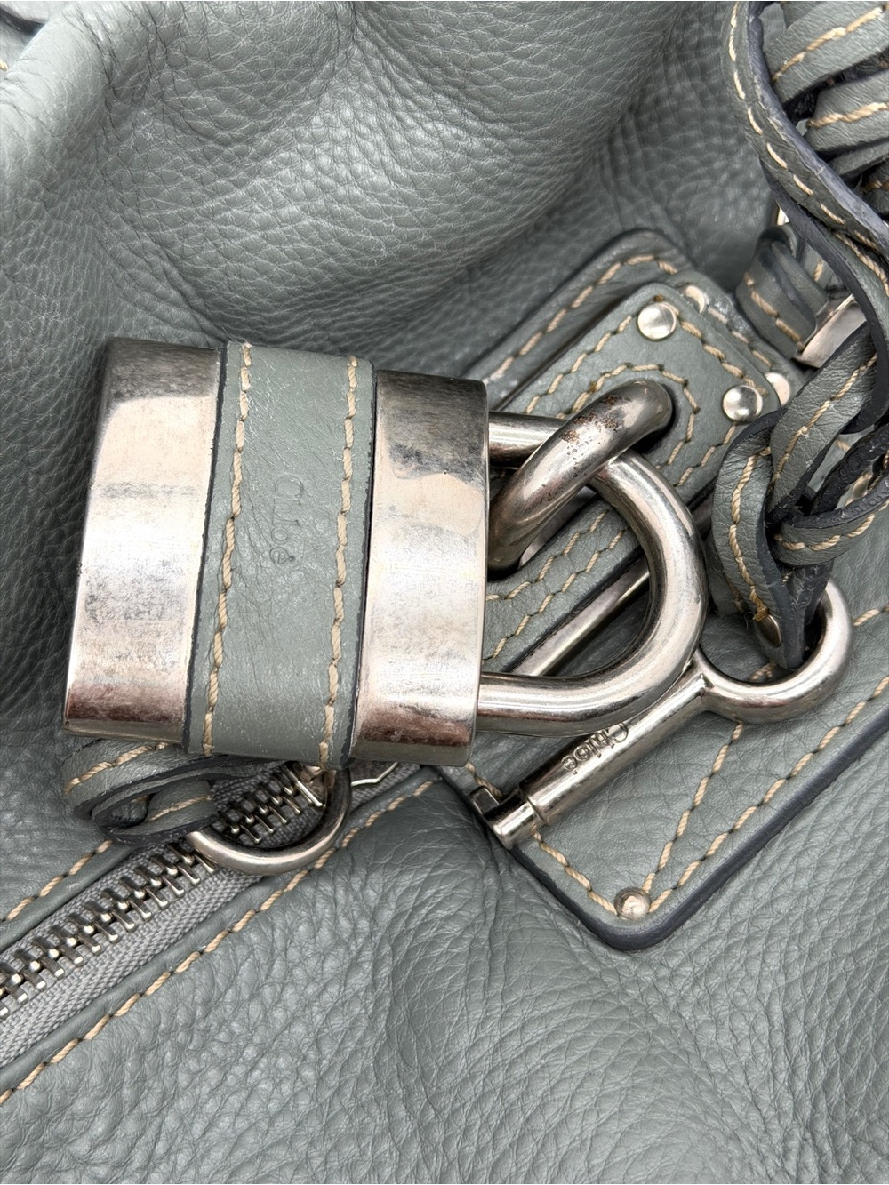 Chloe Paddington Gray Calfskin Leather Shoulder Bag - Picture 8 of 10